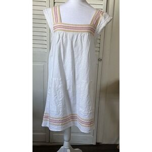 Faherty Organic Cotton Hailee Dress Striped Trim Size S Small